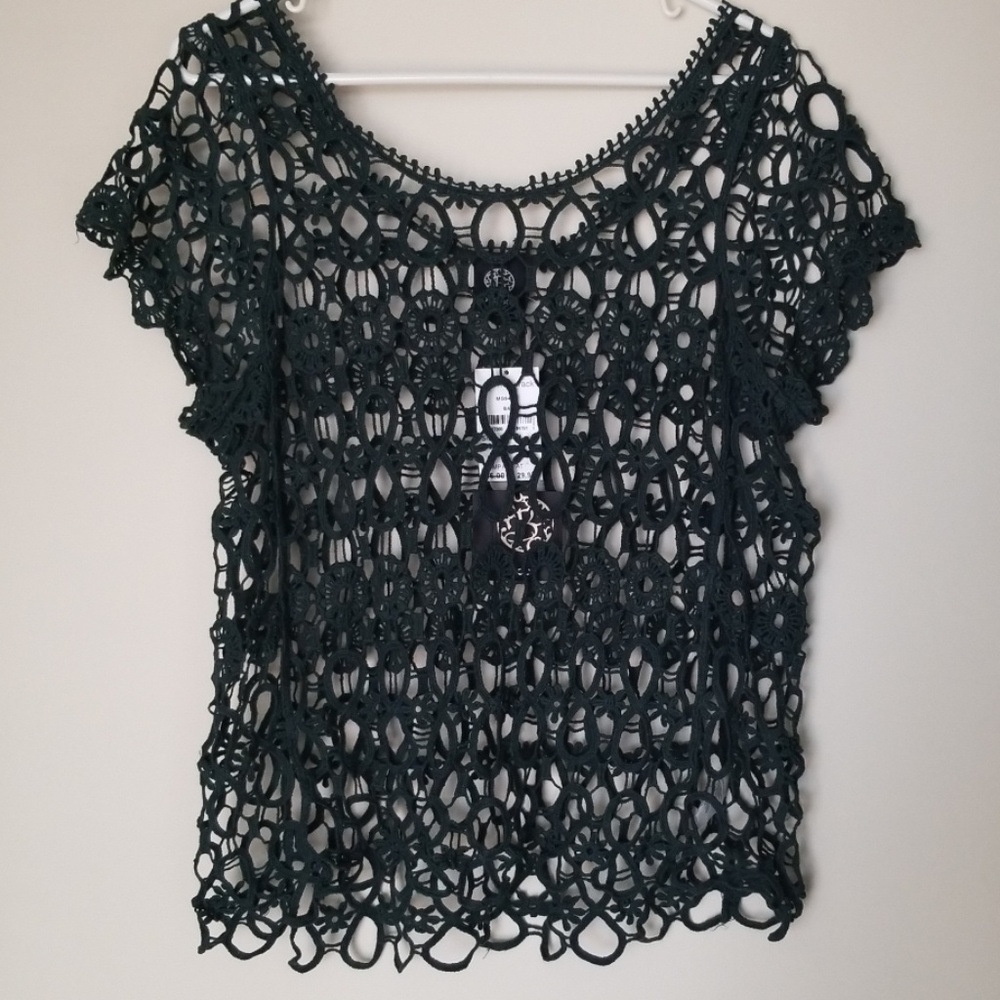 Bobeau NWT boho see thru lace like top sz S - Picture 2 of 7